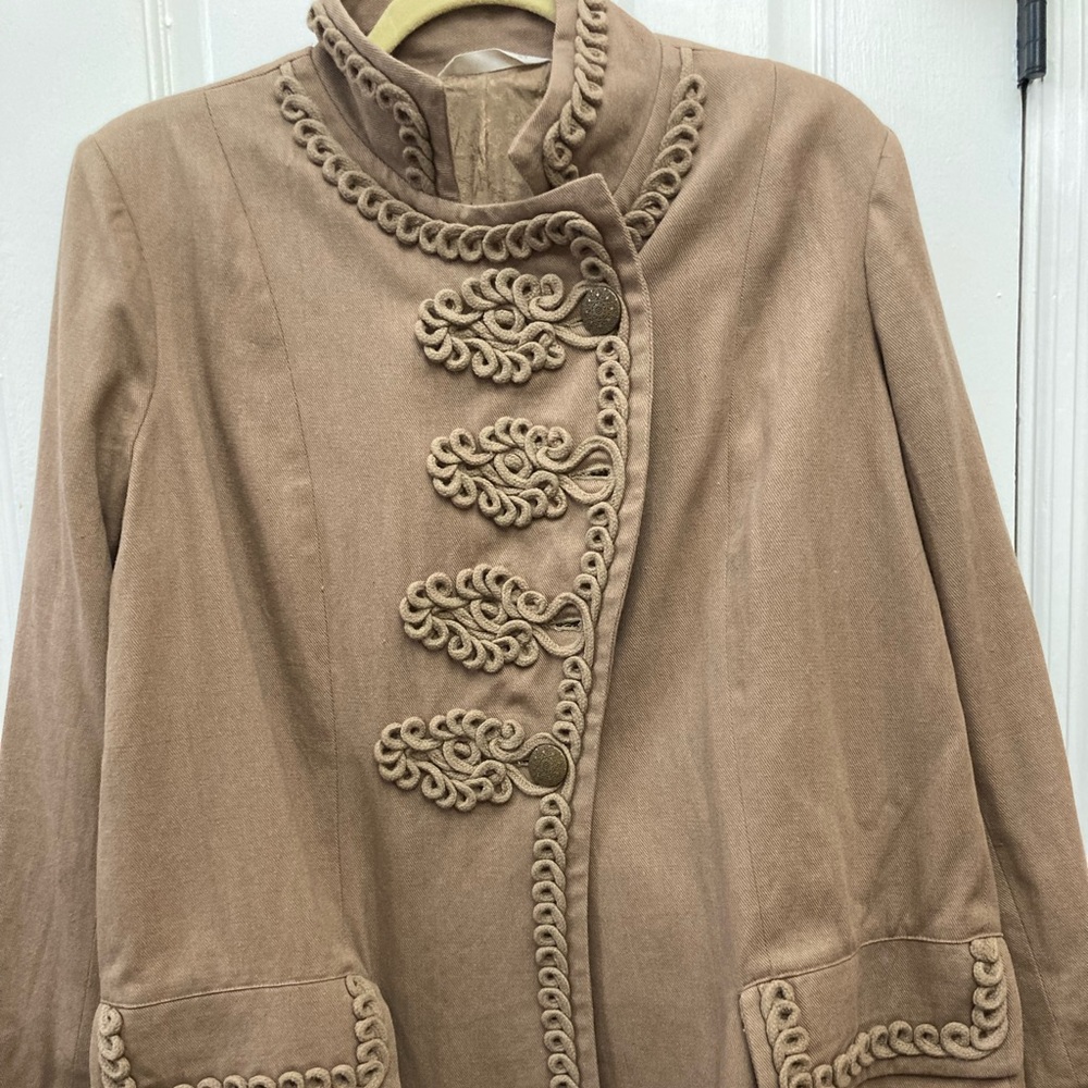 Soft Surroundings Large L Khaki Jacket Coat Cotton Military